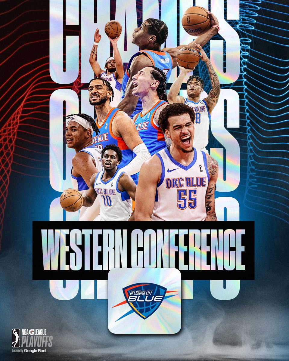 THE BEST IN THE WEST! 🏆 The @okcblue are your 2023-24 NBA G League Western Conference CHAMPIONS! They pick up another road win in the #NBAGLeaguePlayoffs presented by @GooglePixel_US and advance to the #NBAGLeagueFinals for the second time!