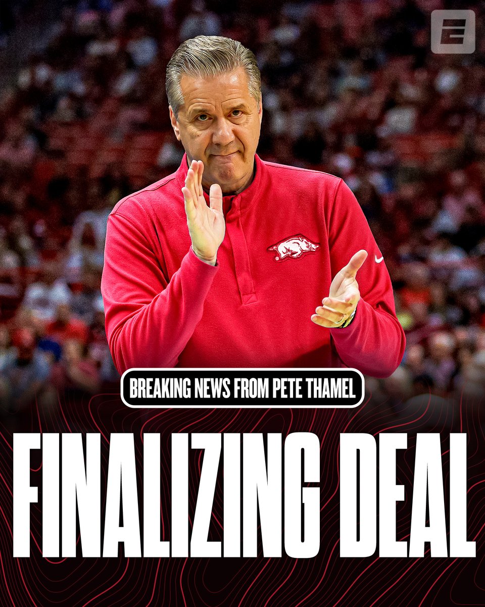 Breaking: John Calipari is finalizing a five-year deal to become the next coach at Arkansas. The deal is expected to be completed in the next 24 hours, sources tell @PeteThamel.
