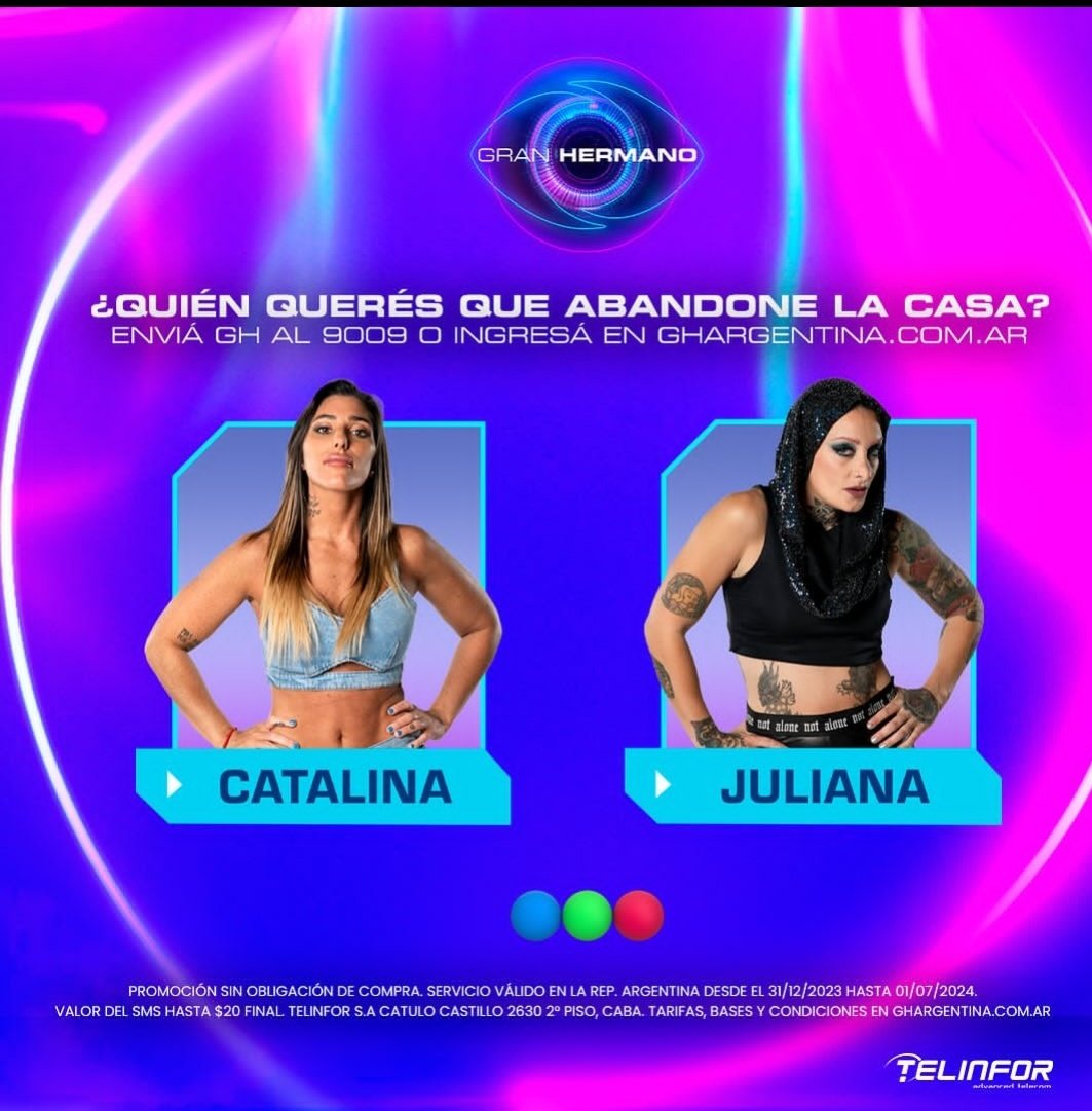 CATA VS FURIA

Quien queres que se valla?

❤️Juliana
🔁Catalina

#GranHermano #GranFuria