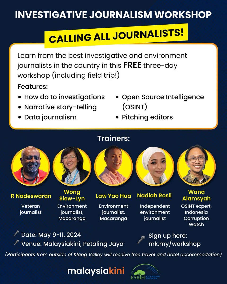 We’re training! Journos apply here: mk.my/workshop

#Journalism #InvestigativeJournalism #Infrastructure