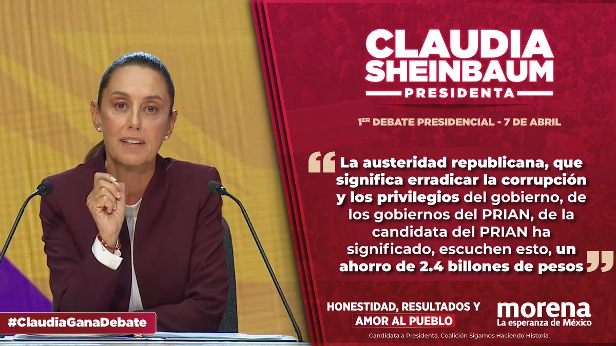 mario_delgado's tweet photo. ¡Seguiremos construyendo un gobierno honesto con #ClaudiaPresidenta! #ClaudiaGanaDebate 
#DebateINE https://t.co/QuQ0uqKkut