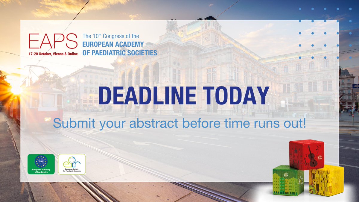📆 Today's the day! Don't miss out on the #EAPS2024 abstract submission deadline. Join us in Vienna and online. 🌟 Showcase your groundbreaking work on this international stage! 🔗 Submit by midnight: bit.ly/3F4MRQ6 @espr_esn @EAPaediatrics #paediatrics #PedsICU