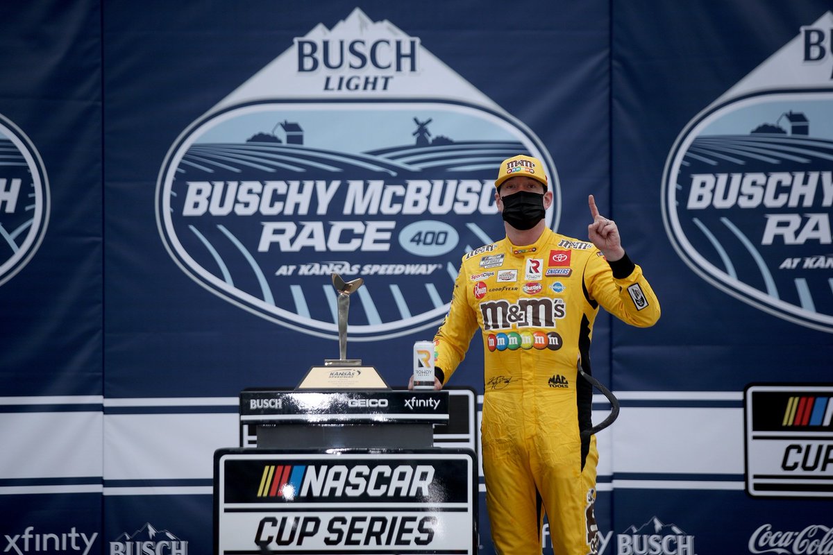 On this day in #NASCAR history - Kyle Busch won the 2021 Buschy McBusch Race 400 at Kansas Speedway