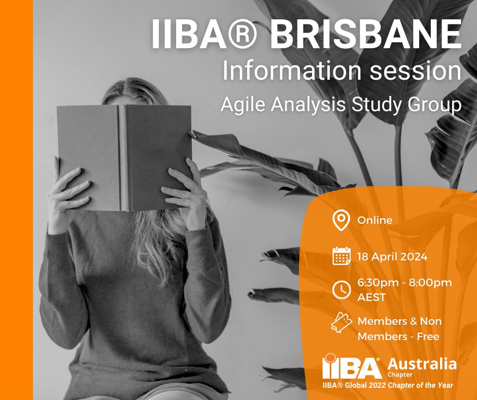 Join IIBA® Brisbane for a free webinar covering their Agile Analysis study group, commencing 16 May 2024. Learn about the syllabus, outcomes, and more from our expert facilitators. 

Register: ow.ly/UbsW50Ra5WX 

#AgileStudyGroup #BusinessAnalysis #BusinessAnalyst #iiba