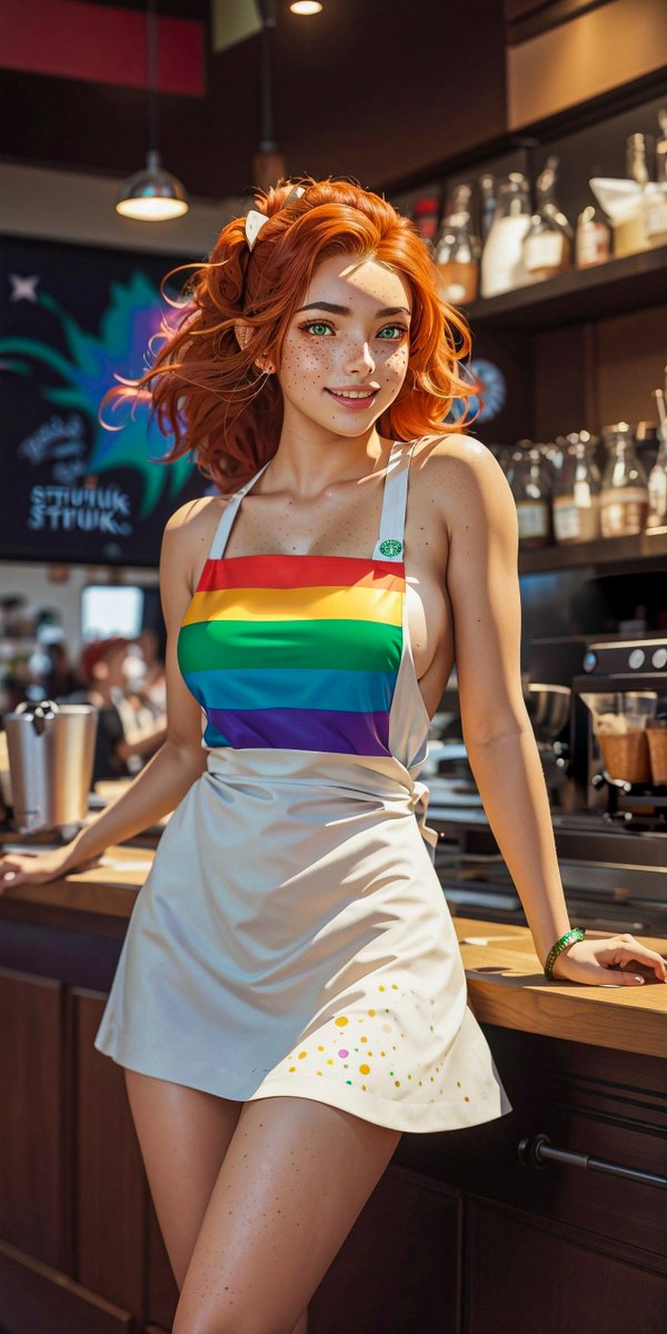 TorontoHent_AI's tweet photo. At the local Starbucks, greeted by our Barista donning the rainbow apron, ready to brew some magic!
Huge congrats @Julia3dx on hitting 1500 loyal fans! With creative challenges like #Rainbowfreckles, your next 1500 are in for an extraordinary journey.
Keep it colorful y'all! 🌈 https://t.co/3GPSZTKWkx