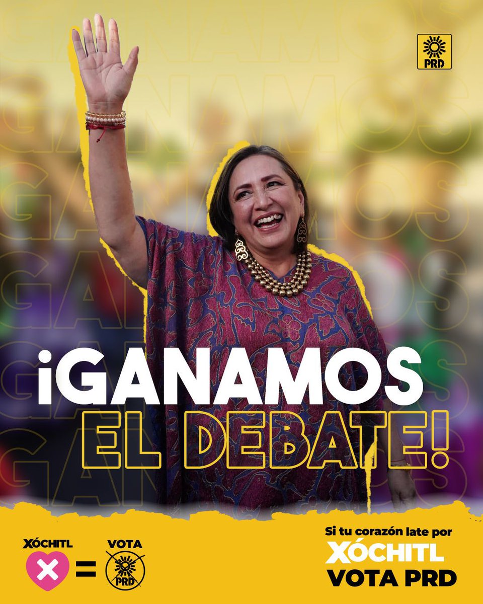 Quedó muy claro que aquí solo hay soluciones y un futuro brillante para México. ¡Gracias por tu apoyo en este primer debate! ¡Con @XochitlGalvez, el cambio ya viene! #XochitlPresidenta #VotaPRD