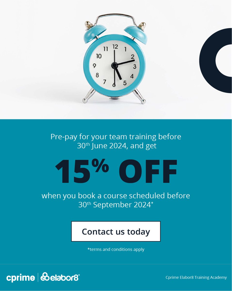 Use your remaining budget before the EOFY! Get 15% OFF when you prepay for team training by 30th June 2024, for courses scheduled before 30th September 2024. T&Cs apply. 🔗 bit.ly/3xobXZL
#CorporateTraining #LeadershipTraining
