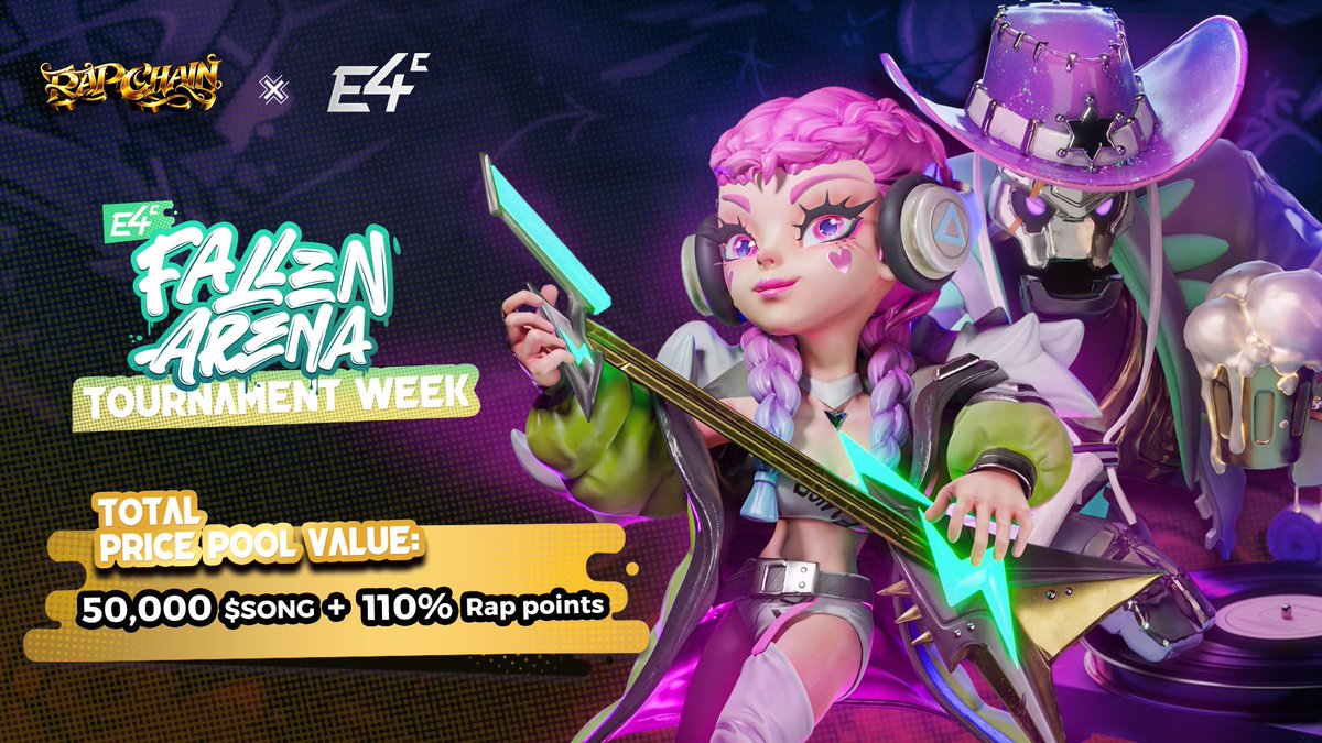 🎮 Exciting News! Join us for the ultimate E4C & @RapChainAI #Tournament Week from 8th - 14th April! 🎤 During Tournament Week, playing Fallen Arena earns in-game $E4C assets and qualifies you for a share of the 50,000 $SONG prize pool! #E4C saviors playing RapChain earn…