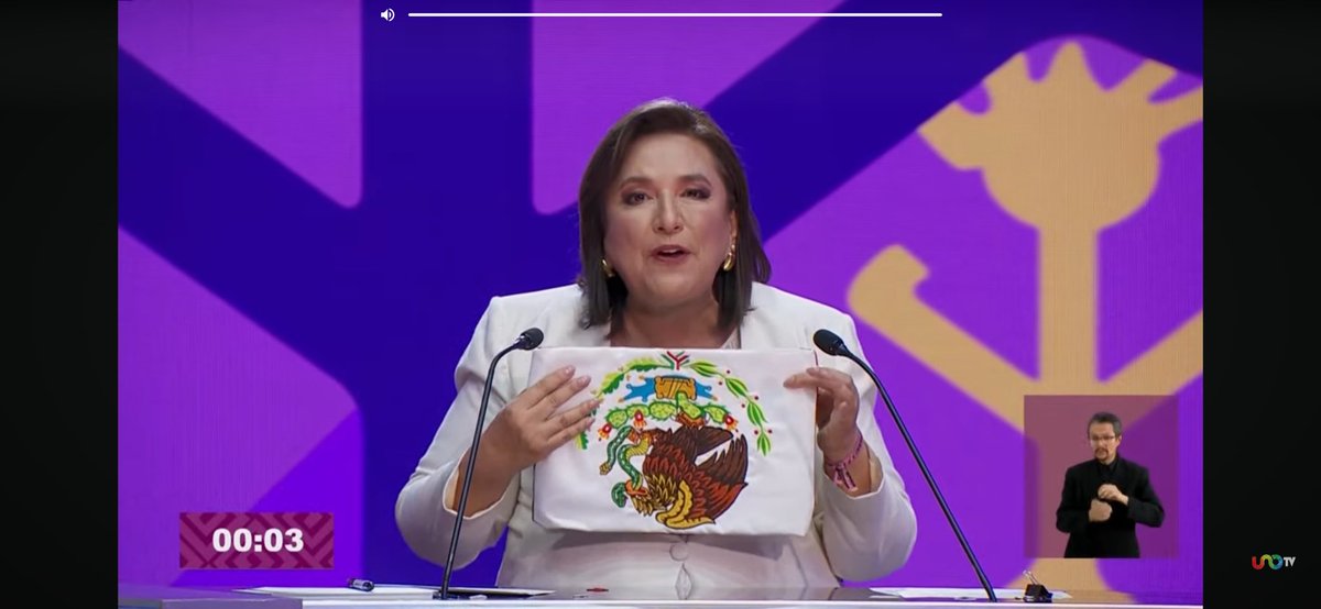 EdySmol's tweet photo. Por favor mexicanos perdónenla, dice que defenderá nuestra bandera @XochitlGalvez y pone la bandera en su escudo de cabeza.

Perdónenla no sabe lo que hace. 

Muchas Gracias. https://t.co/wHDiwXbdXm