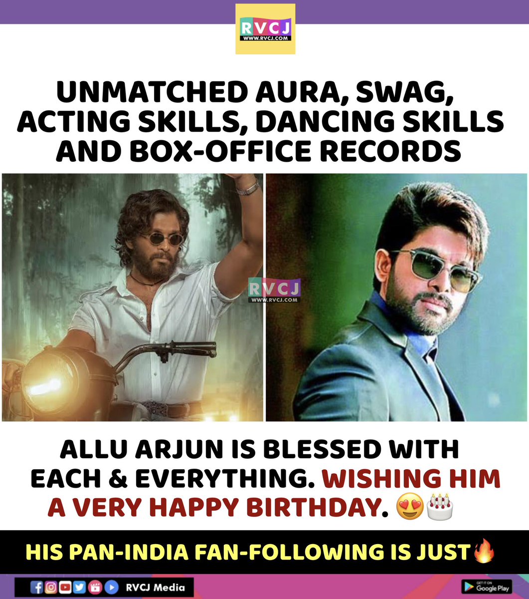 RVCJ_FB's tweet photo. Happy Birthday Allu Arjun!🔥🐐❤️ https://t.co/ncg4JzdZ7f