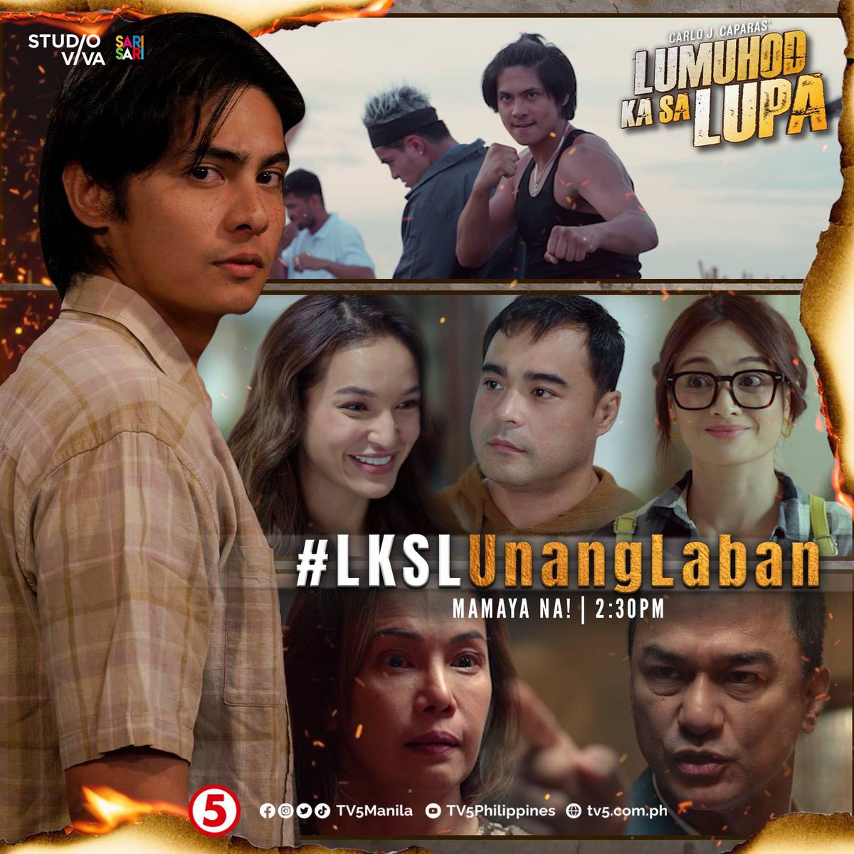 TV5manila's tweet photo. Ang pagsisimula ng unang laban ni Norman para sa katarungan!
Carlo J. Caparas’ #LumuhodKaSaLupaTV5 from MONDAYS to FRIDAYS, 2:30PM sa TV5 at 8:00PM naman sa Sari Sari Channel.
#LKSLUnangLaban #KikoEstrada #LKSL https://t.co/Mb4oF42flB