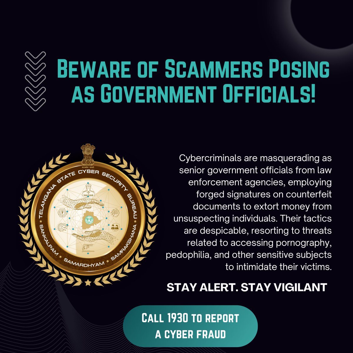 Cybercriminals are posing as senior government officials from law enforcement agencies, showing fake letters of various Law Enforcement Agencies with forged signatures to extort money from unsuspecting individuals. @Shikhagoel_IPS @hydcitypolice @Cyberdost