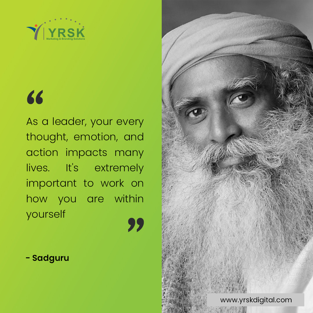 Leadership begins from within. Every thought, emotion, and action ripples outward, shaping countless lives. Take time to nurture your inner self - it's the foundation of impactful leadership. 🌟 

#SelfReflection  #quoteoftheday #mondaymotivation #sadguru  #yrskmarketing