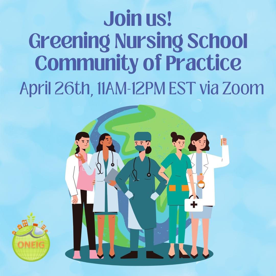 Exciting news! ONEIG will be hosting its first meeting for the Greening Nursing School Community of Practice! The overall goal is to discuss projects to help green nursing education. 🌱 Register and learn more here: chapters-igs.rnao.ca/events/95 We hope to see you there! 🌏🩺