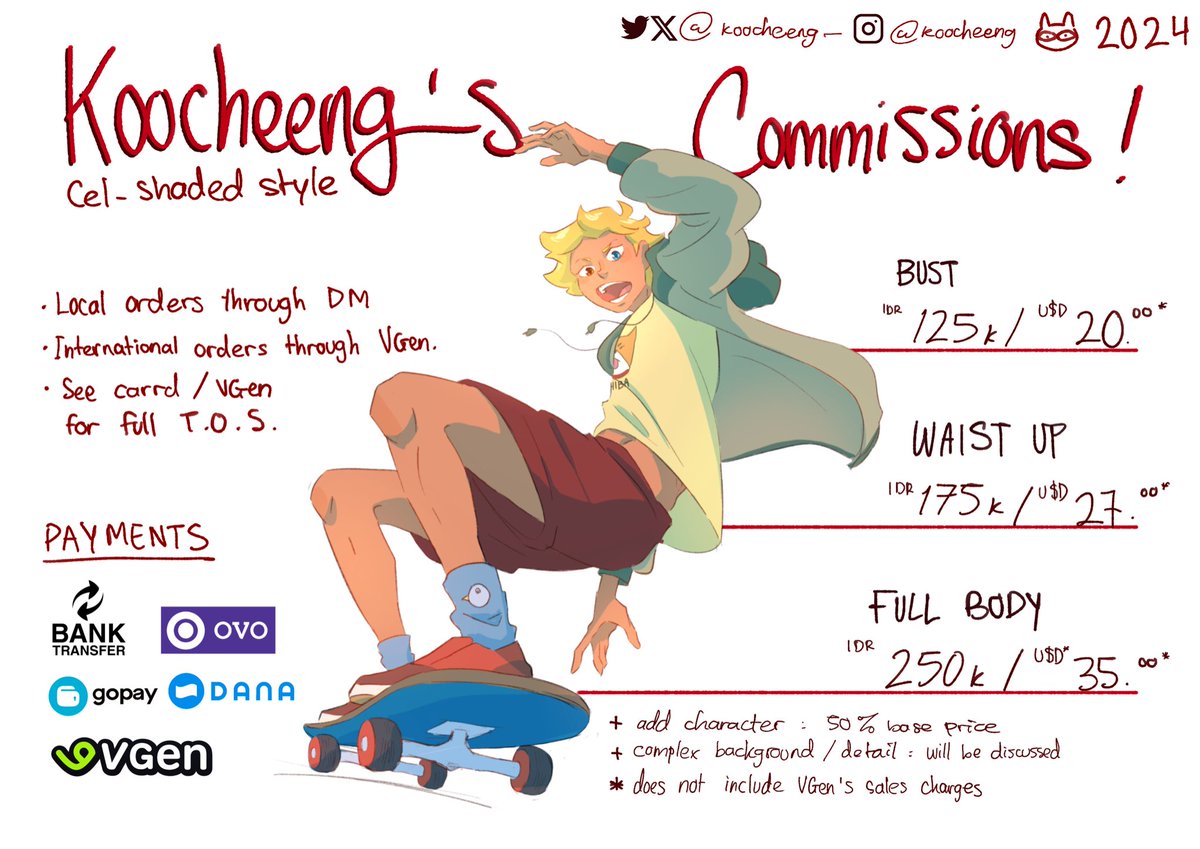 2024 COMMS OPEN‼️ hiii this year I will open my comms exclusively for this style! hit me up if you are interested! 🌎 for international orders, request through vgen 🇮🇩for locals, just dm me here (please @ me if i dont reply, dms sometimes dont go through!) more info below👇