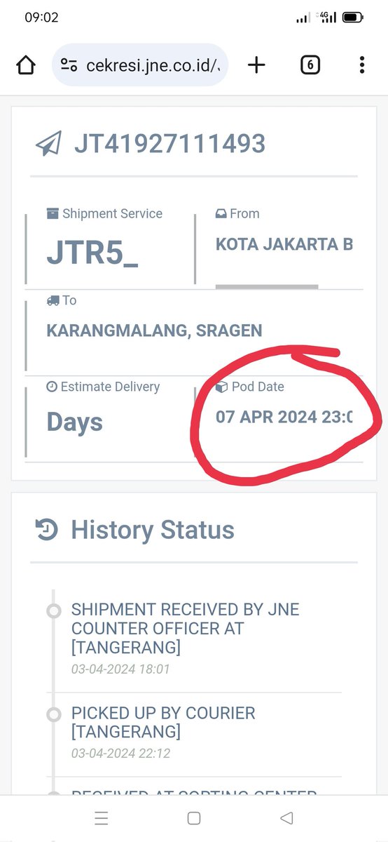 novadhilla's tweet photo. @_Inertia @JNECare Brengsek banget ya @JNECare  sama punya saya, dikirim gagal di laporkan POD (proof of date) https://t.co/IM4jKYObV4