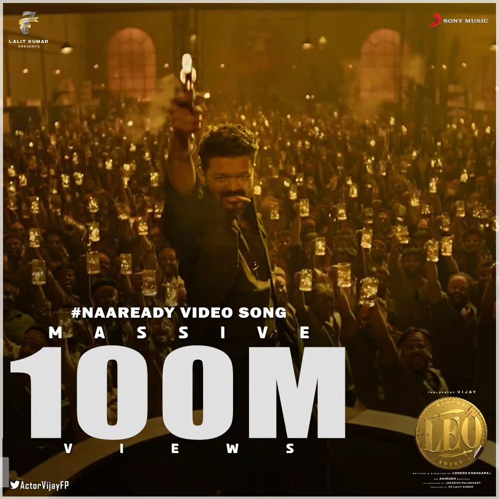 Naa Ready Video song hits 100 million views in YouTube🔥🔥🔥🔥

Another milestone of Thalapathy ❤️

#TheGreatestOfAllTime @actorvijay

#NaaReady #Leo