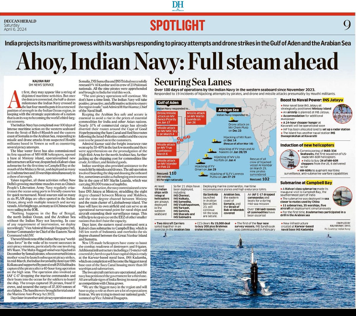 #GRSE-built INS Sandhayak's commissioning, highlighted in recent article by Deccan Herald! Dive into the details here.  #INSSandhayak #Commissioning #MaritimeIndustry #defence #IndianNavy #RMOIndia