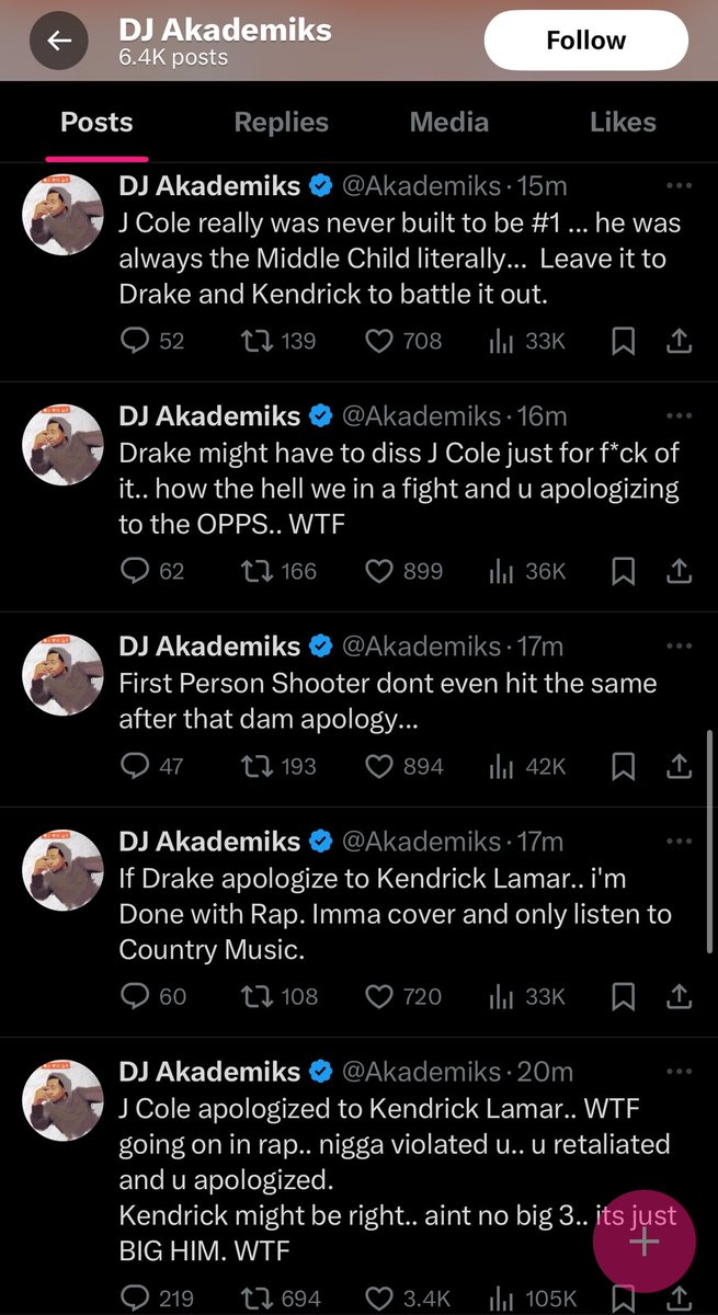 Akademiks is losing his mind over J Cole apologizing to Kendrick 😭😭
