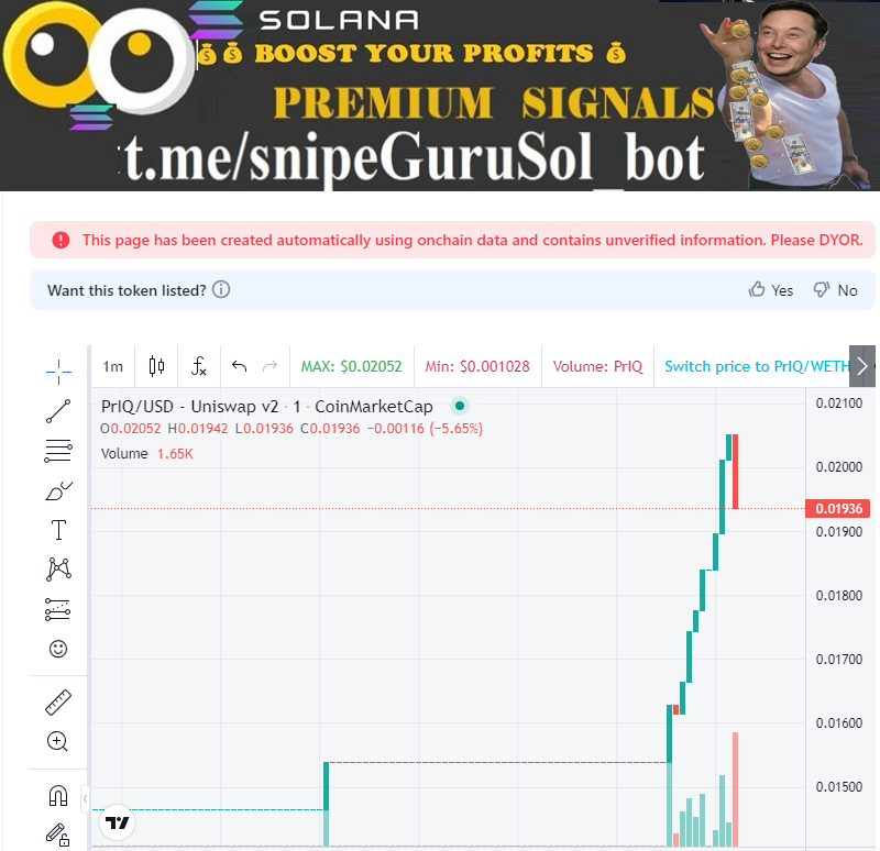 snipeguruvol's tweet photo. 5Mins| 2k+ buy| >50 trader detected 🚨
📌 Name: #PrIQ
📝 CA: 0x78DFbe50896E637e2b845B613Ea10a7ae152bA47
└─🛑 Contract holds 0.0262% of Token supply!
🔐
⚠️
⏰ Pair age: 4d
📜 Contract Verify ✅
👨💻 Owner:✅RENOUNCED
🔥Percent LP #BURN: 0%
💰 MC: $205,308
📊 Traders: 98
🔫 Bots/Contracts: 20
🛒 Taxes: Buy: 5.000% | Sell: 4.954%
🌊Liq ETH: 9.66574 ETH
💠Volume: $72,022 | 🚨 Buy 5M: $4,300
└ 🟢 Buy: $47,801
└ 🔴 Sell: $24,222
💵 Price: 0.02053079
👥 Socials: https://t.co/DxAQxwj9cS
🔍 https://t.co/kOhJGM261s | https://t.co/qmfsSt9g74 | https://t.co/ptJjgb8yQi
