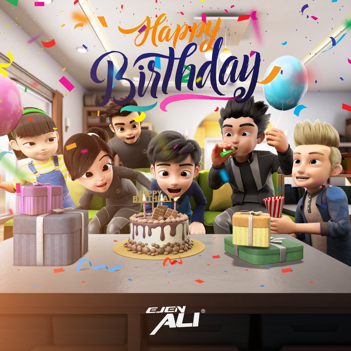 Harini Ali Birthday Boy 😎 Semua kena baik dengan Ali harini 🎁🎉 *kek tu jangan risau,tiup jer lepas buka baru makan🥲🤣🤣 #ejenali #birthdayejenali