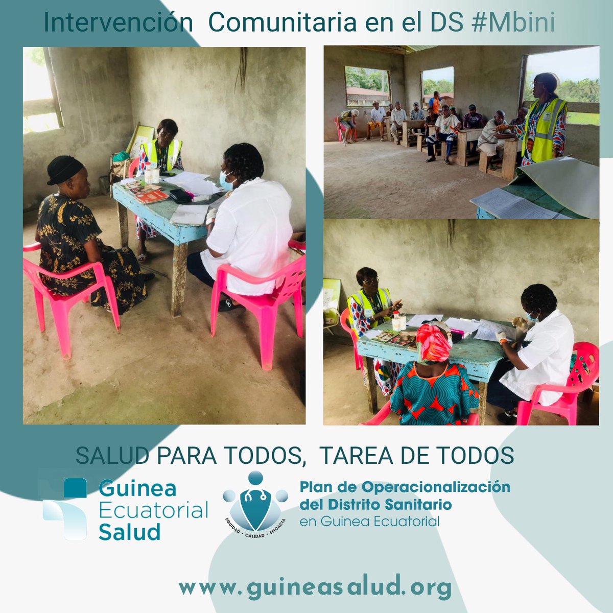 GuineaSalud's tweet photo. 👩⚕️Intervención Comunitaria en el DS #Mbini en el CP de Ndote. Se realizaron 11 consultas médicas y 3 seguimiento a pacientes crónicos, concluyendo con una charla sobre #TB con 24 participantes.
#Medicareforall #Globalhealth #SaludParaTodos https://t.co/wbs517hFCb