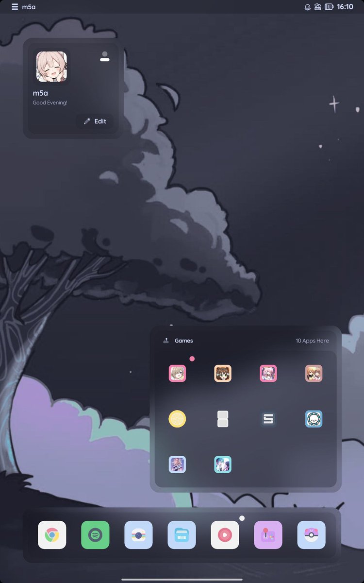 Nova launcher alone couldn't create the look I wanted on my tablet, so I ended up making KLWP. Inspired by the screen on macos. -self made klwp icon @kurapzs wallpaper from catppuccin Discord