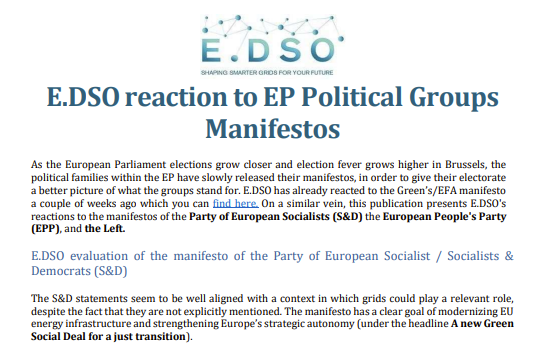 🗳️ Read E.DSO reaction to the manifestos of the Party of European Socialists (S&D) the European People's Party (EPP), and the Left. ➡️ bit.ly/3xrLFGd