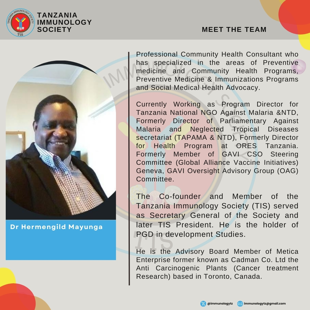 21 days to the Day of Immunology

Today, we shine a spotlight on @drmayunga a renowned vaccinologist and Co- founder and member of the @immunologytz
Let's celebrate his contributions to advancing immunology and healthcare!
@TNNAMTZ @iuis_online @FAISAfrica @gavi 
#DayofImmunology