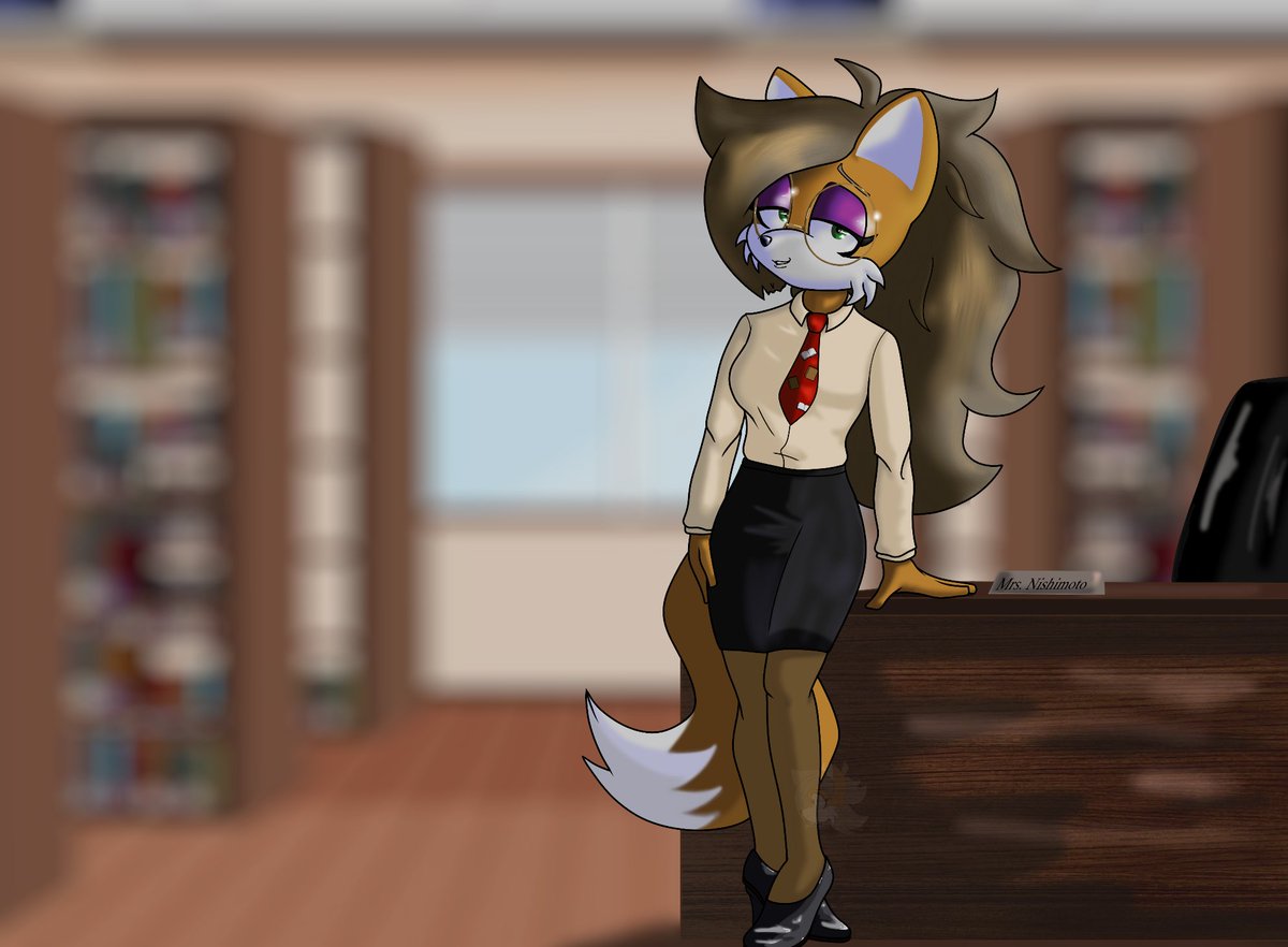 'Can I help you?' Librarian Mode Rioko, she waves all book fees because she knows how hard it is to put down a good book.