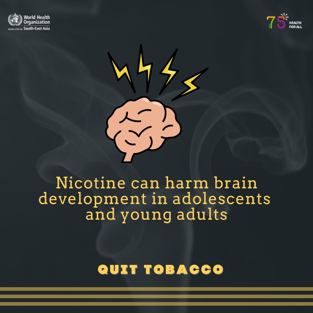 #Nicotine is highly addictive and has damaging effects on the brains 🧠 of young people.

#CommitToQuit all forms of tobacco and e-cigarette use!