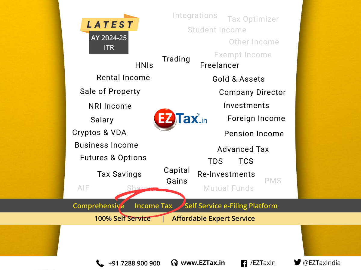 Start preparing your taxes today for AY 2024-25 (FY 2023-24) to pay self-assessment tax if any and plan or get help from Team EZTax.

eztax.in/self 

#eztax #ITR #IncomeTax #taxfiling