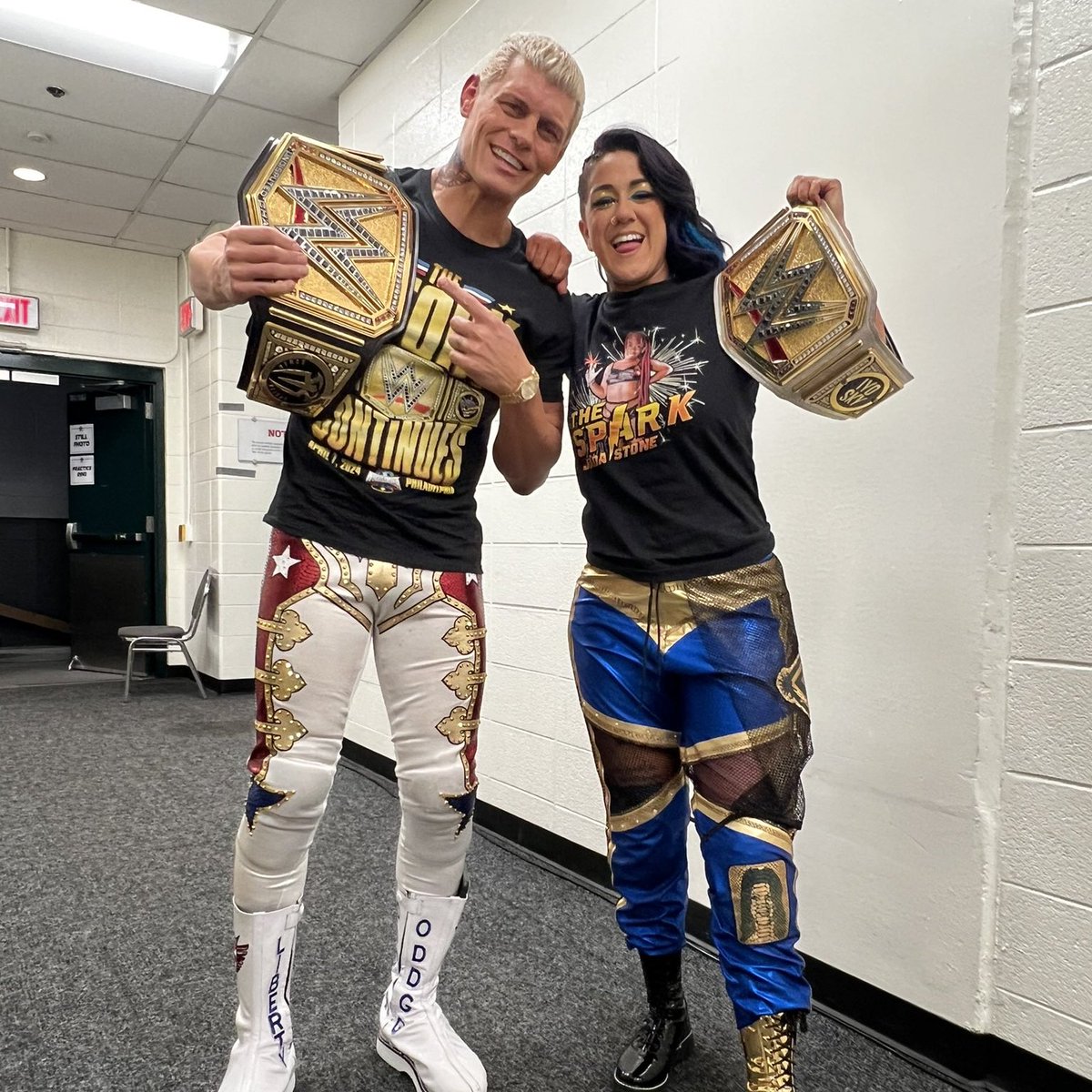 WWE's tweet image. #RoyalRumble 👉 #WrestleMania 

Congratulations to @itsBayleyWWE &amp;amp; @CodyRhodes!