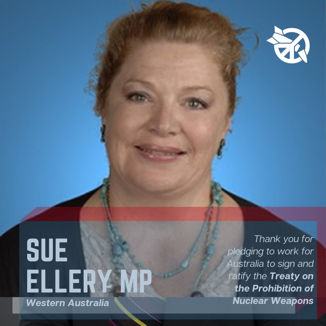 Thank you @sueellery for adding your name to the ICAN Parliamentary Pledge to work for Australia to sign and ratify the #nuclearban 👏 Any current member of a state, territory or federal parliamentarian may sign the Pledge. It is open to parliamentarians from all countries.