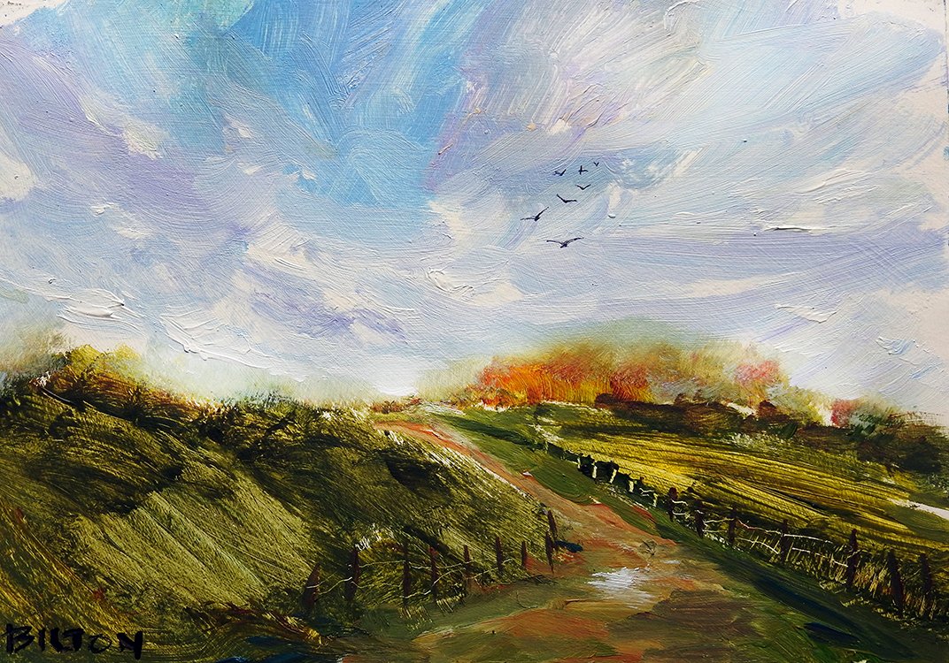 #windymorning #thryberghcountrypark #acrylicpainting #pleinairpainting #artinsouthyorkshire #paintingoutside #directobservation #landscapepainting #southyorkshire #biltonart #opencountry #trees #clouds #allaprima #clarifiedimpressionism