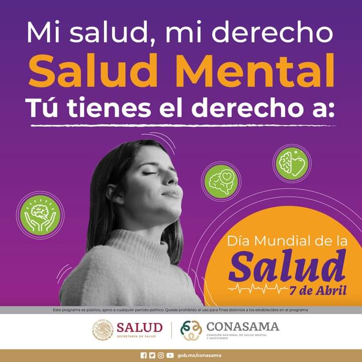 capapedregal's tweet photo. Sabias que hoy  7 de abril, es el  #DíaMundialDeLaSalud .
La salud es un derecho humano fundamental y la #SaludMental es indispensable para el bienestar de las personas #CECOSAMAPedregal https://t.co/u0hAKxzsI8