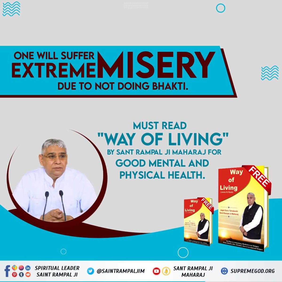 #GodMorningMonday ONE WILL SUFFER EXTREME MISERY DUE TO NOT DOING BHAKTI. Must Read the sacred book'Way Of Living' by Saint Rampal Ji Maharaj for Good Mental And Physical Health. Visit Saint Rampal Ji Maharaj YouTube Channel for More Information #MondayMotivation