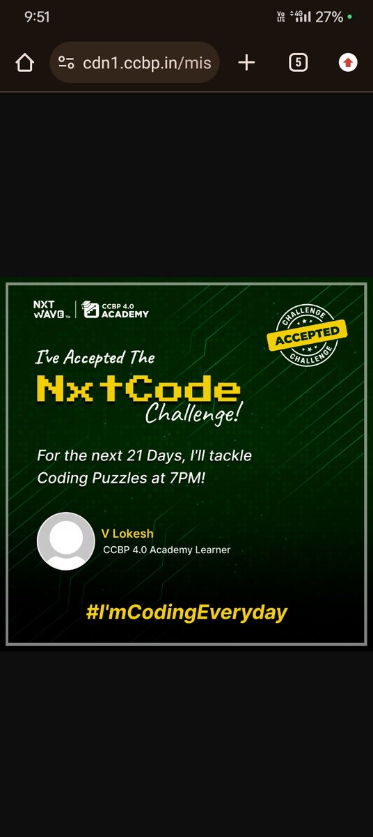 #ccbpian NxtCode challenge!
😎 #Nxtwave