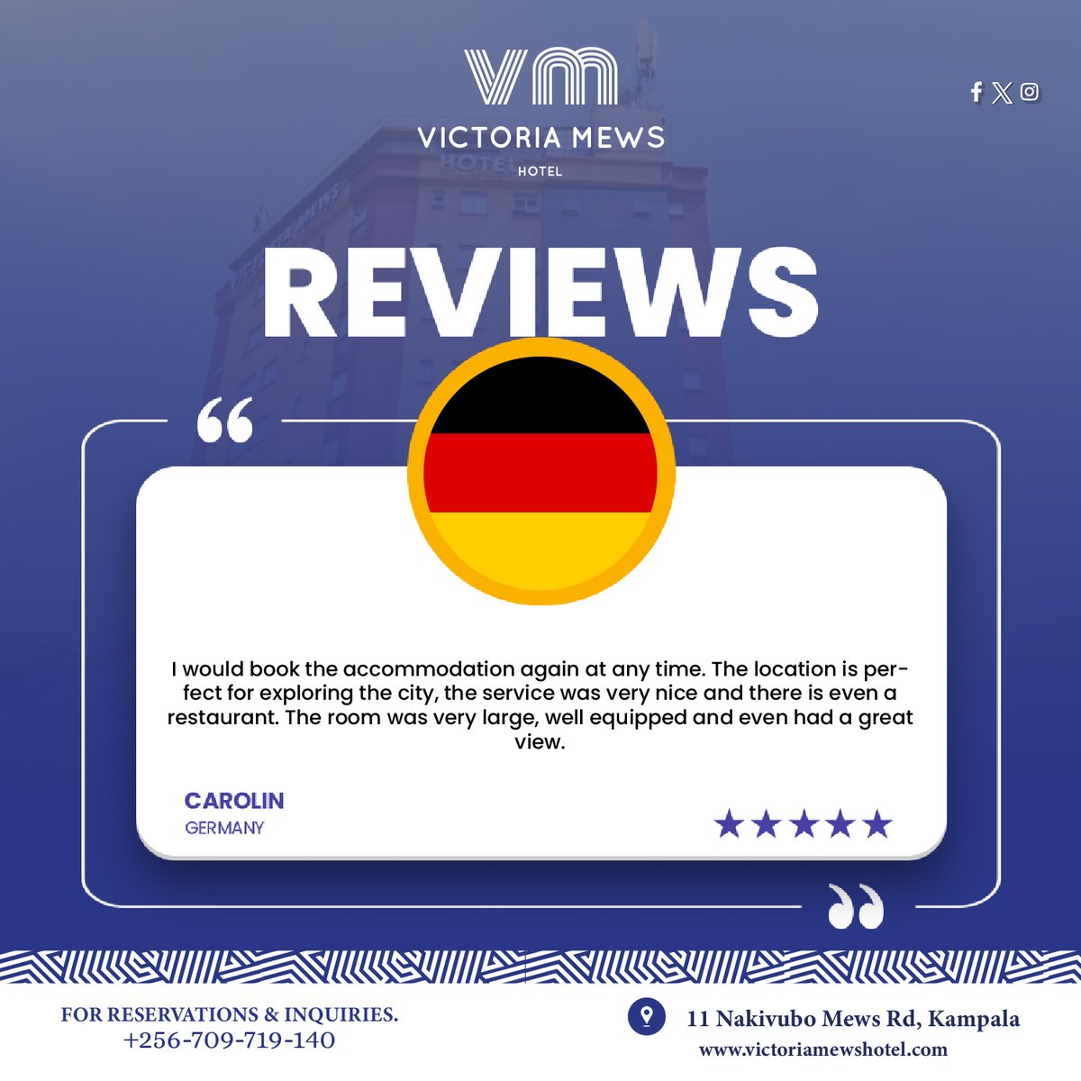⭐️ A glowing review! ⭐️ We're honored to be your top choice with our prime location, impeccable service, and breathtaking views. Ready to welcome you back anytime at Victoria Mews Hotel! 

#GuestSatisfaction #PerfectStay #VictoriaMewsExperience