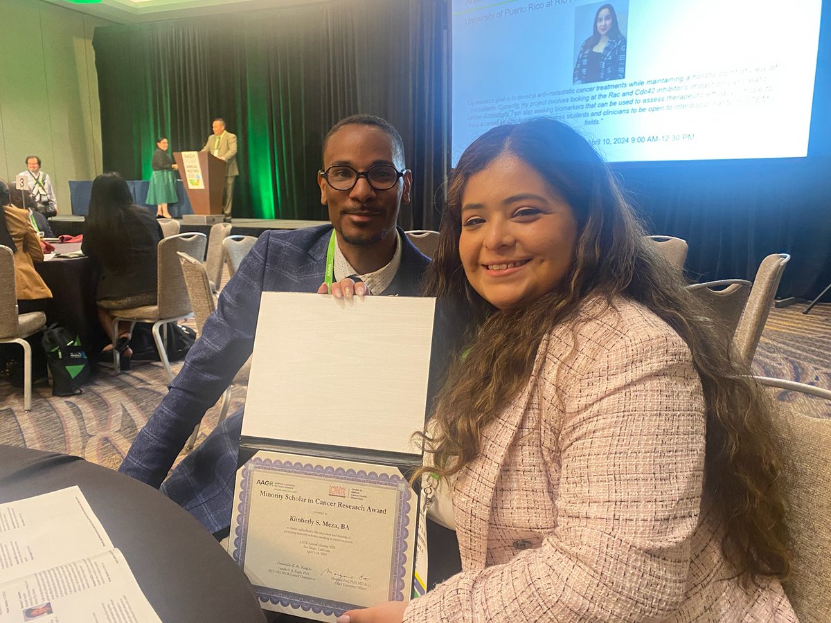 Congratulations @ksmeza, who presented her work in the lab in a poster today at #AACR24 and was awarded a Minority Scholar in Cancer Research Award!! We are proud! @BrownMedicine @BrownUPathoGP @BrownOWIMS @AACR @BrownUCancer