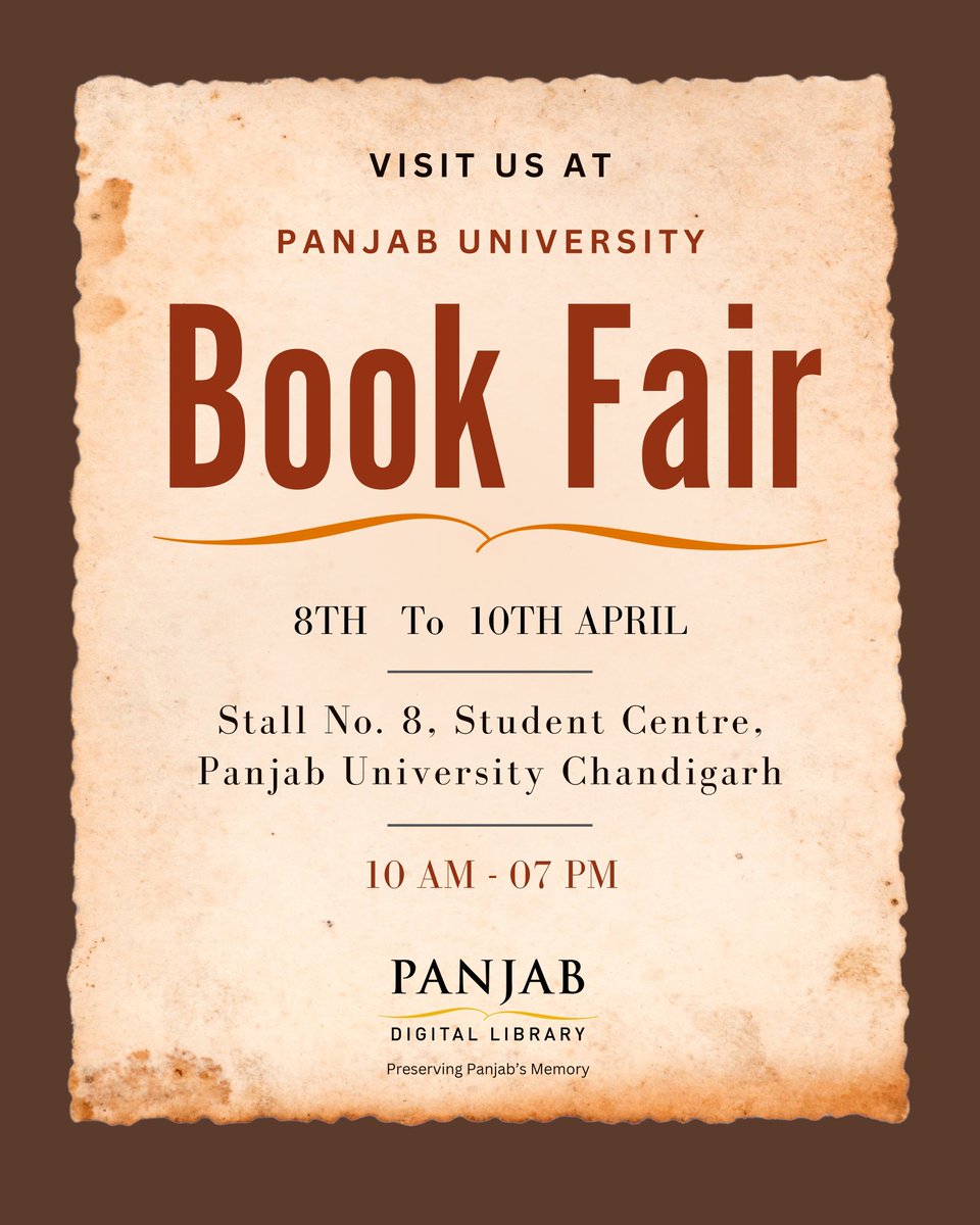 Book lovers in and around Chandigarh, visit us at the Panjab University Book Fair starting from today, 8th April to 10th April, 2024. We'll be there at stall no. 8 at the Student Centre in PU from 10am to 7pm. #panjabuniversity #chandigarh #studentcenter #bookfair #booklover