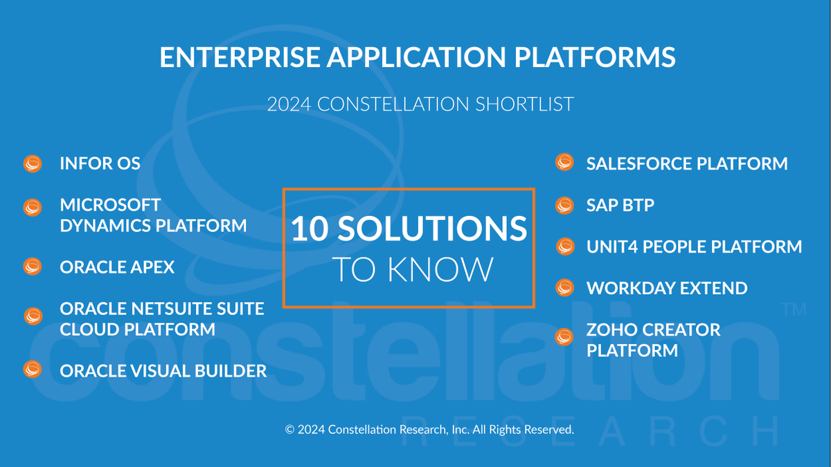 Check out the ShortList for Enterprise Application Platforms by @holgermu bit.ly/48NRwmN @Infor @Microsoft @Oracle @Salesforce @SAP @Unit4Global @Workday @Zoho
