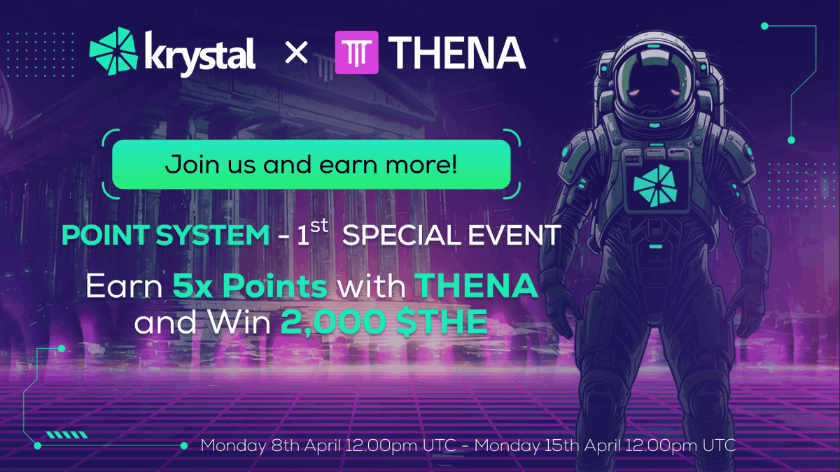 🎁 Point System - 1st Special Event 🎁

You think 5X points for LP tasks on <a href="/ThenaFi_/">THENA</a> is already a sweet deal for THENA enthusiasts? How about us adding 2,000 $THE reward on top? 🔥

Introducing our 1st Special Event with <a href="/ThenaFi_/">THENA</a>:

✍️ Rules:
1. Top 5 users who accumulate the