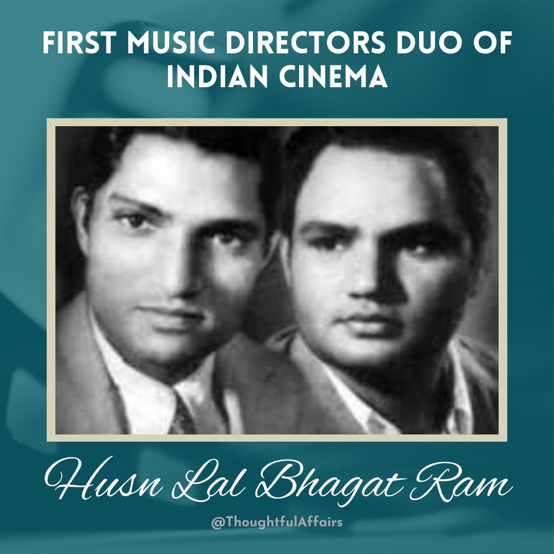 Remebering #Husnlal on his birth anniversary

#HusnLalBhagatRam were borthers and the first successful pair of music directors in bollywood.  Follow the link to know more about them - youtu.be/5ldPuMIh6Bw

#thoughtfulaffairs #musicdirctorsduo #bollywood #historyofindiancinema