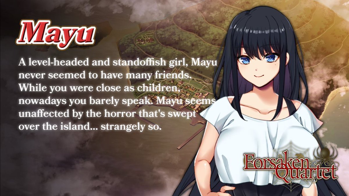 Meet Mayu! A level-headed and standoffish girl. Are you looking forward to the release of Forsaken Quartet by AVANTGARDE (@musori_kohshi)? Prepare for the release by checking out the game and wishlisting it! Store: bit.ly/3Cdasg7 Steam: bit.ly/3OTbXaX