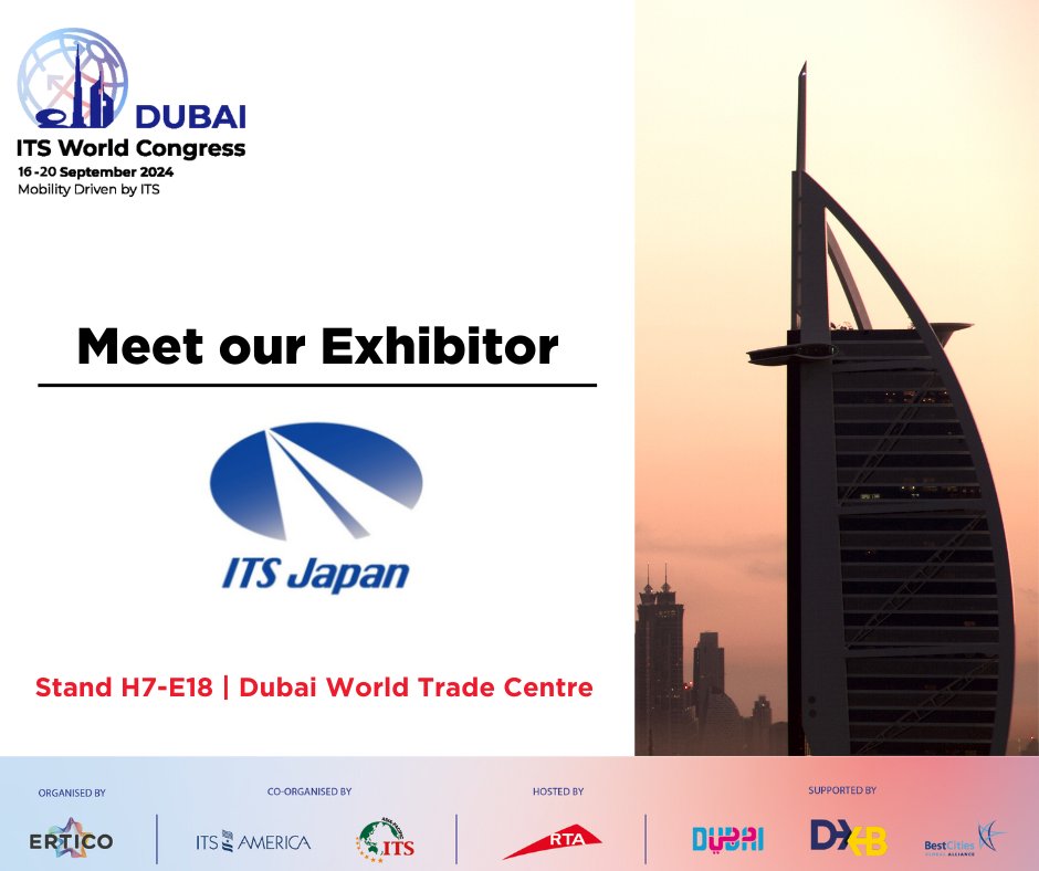 📢 Exciting announcement! We are delighted to welcome ITS Japan as one of our exhibitor at#ITSDubai2024 from 16 - 20 September. Join globally renowned organisations and be part of the conversation shaping the future of transportation.🔗 itsworldcongress.com/be-a-part-of-t…