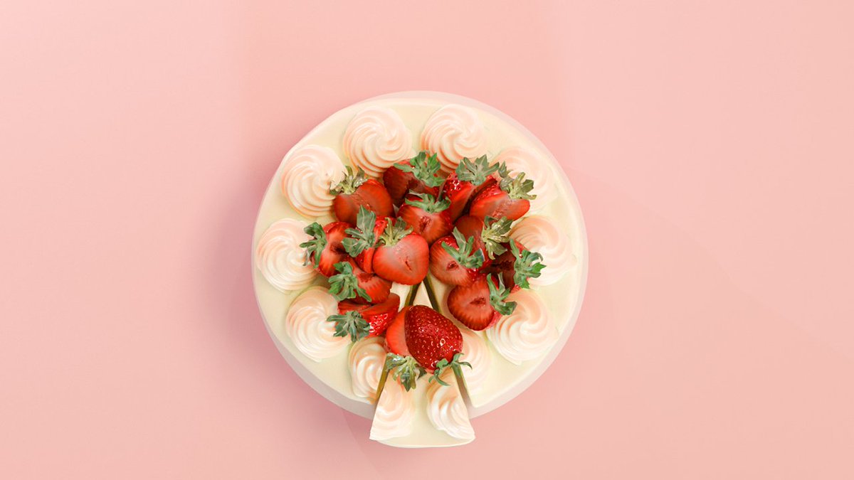 Strawberry cake, it is not a piece of cake. #strawberry #strawberrycake #blender #b3d #3dcg