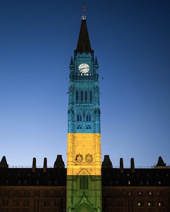 To honour and remember the victims and the survivors of the 1994 Genocide Against the Tutsi in Rwanda, the Peace Tower on our parliament was lit up in the colours of the Rwandan flag from sunset to 11pm. #Kwibuka30