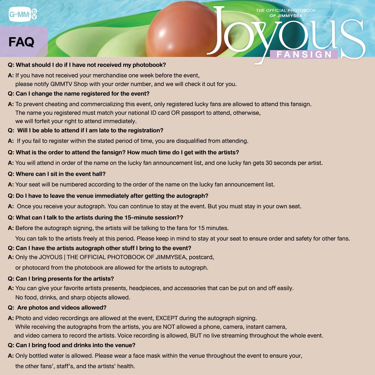 List of the 250 lucky fans to attend the JOYOUS | THE OFFICIAL PHOTOBOOK OF JIMMYSEA FANSIGN on Tuesday, 25 June 2024 at GMM Grammy Place Building Auditorium Room.

List of all 250 lucky fans:  drive.google.com/file/d/1K4nyk5…

#JOYOUSxJIMMYSEA
#JimmySea #จิมมี่ซี
#GMMTV