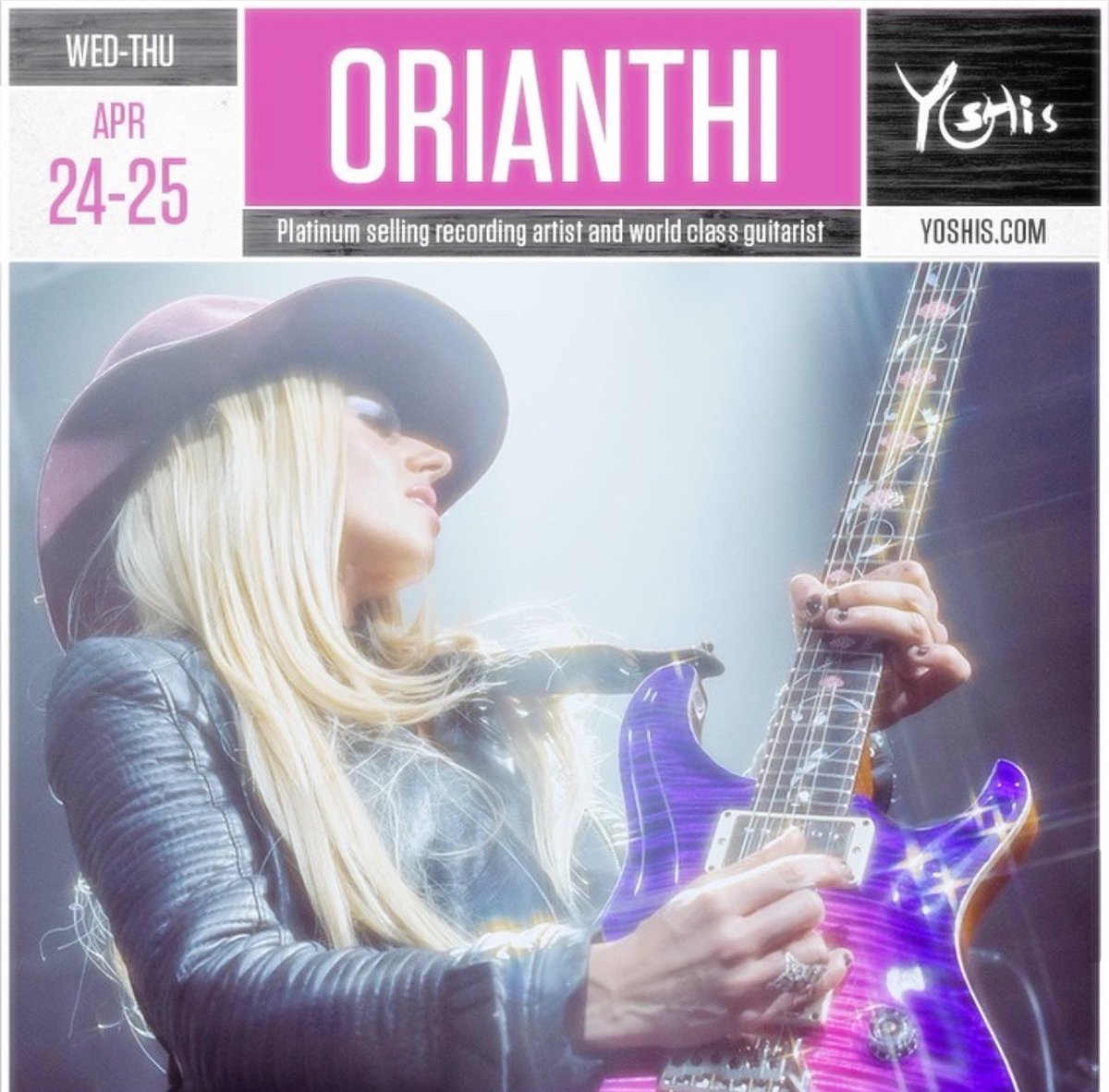 2 nights coming up in Oakland orianthi.me for tickets 🎟